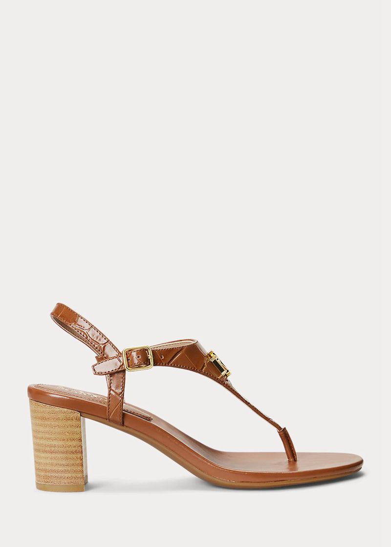 Sandały Lauren Damska Brązowe Westcott Ii Embossed Leather 250846-GYJ